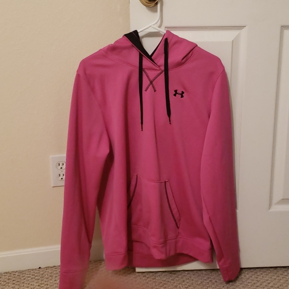 Bright pink and black under armour hoddie